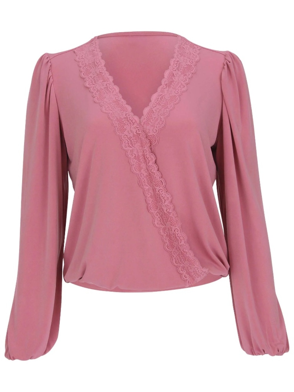 VENUS Faux Wrap Lace Trim Blouse - Heather Rose NEW - Picture 4 of 12